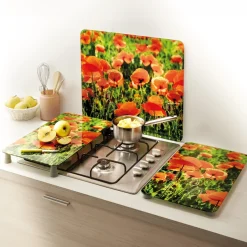 2 couvre-plaques ou mur coquelicot