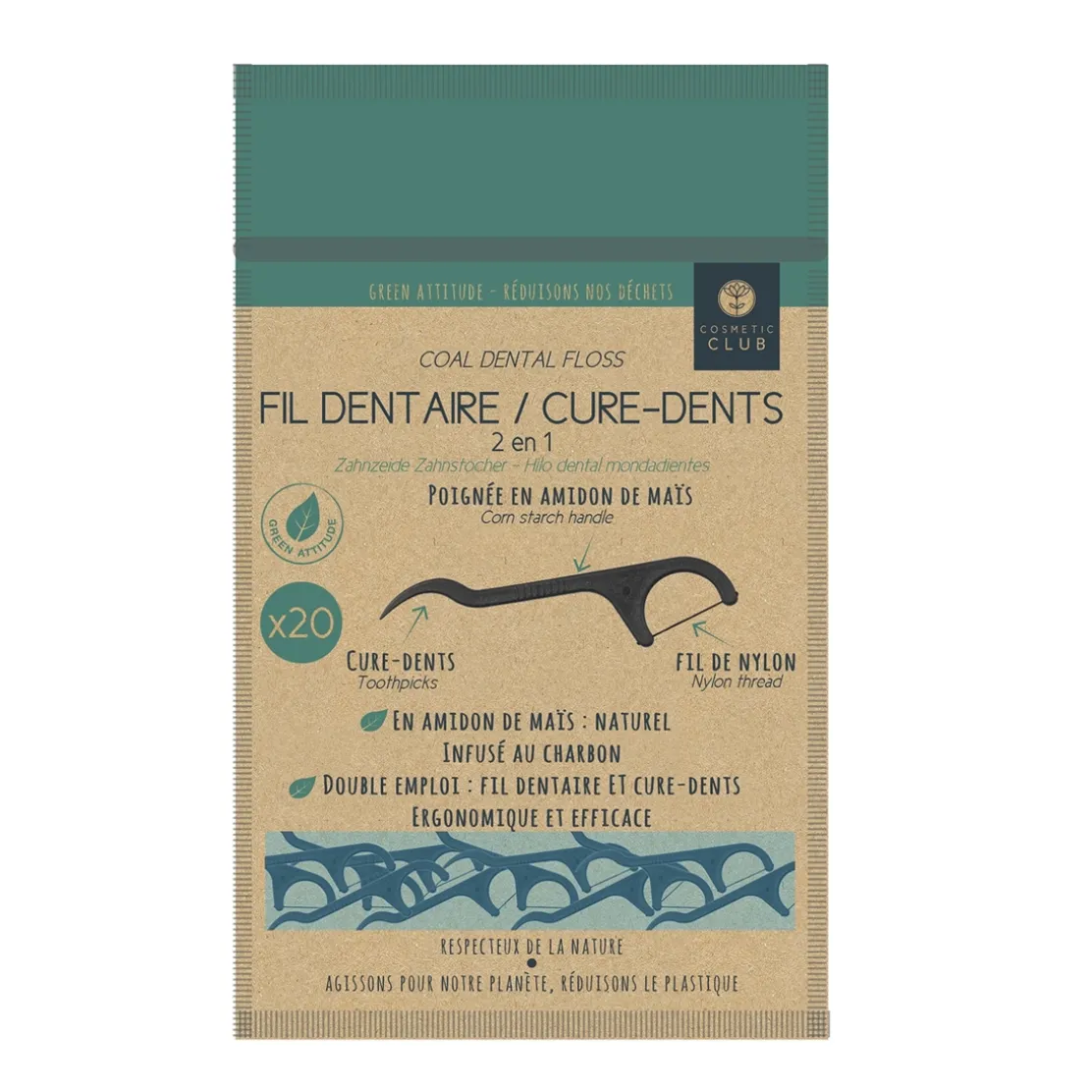 20 cure-dents/fil dentaire charbon
