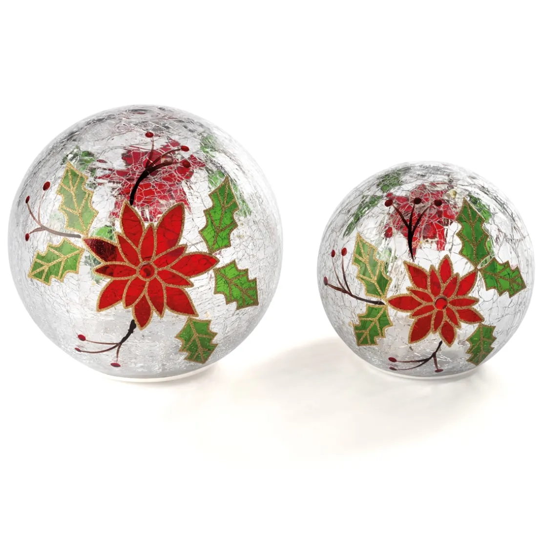 2 globes poinsettia LED