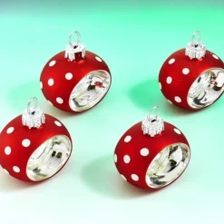 4 ronds de serviettes boules de Noël