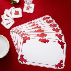 6 sets de table poinsettia +6 sous-verre
