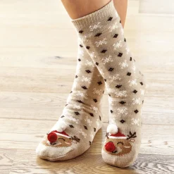 Chaussettes antiglisse Noël renne ou pingouin