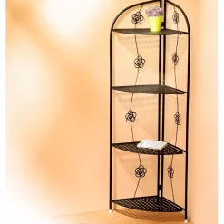 Etagère d'angle à fleurs en métal