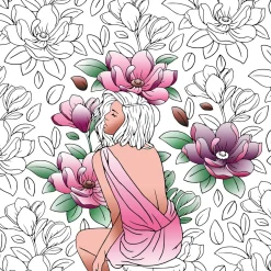 Grands carrés d'art thérapie Femmes fleurs