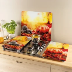 Lot de 2 couvre-plaques hérisson d'automne