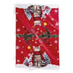 Lot de 2 torchons chat Noël