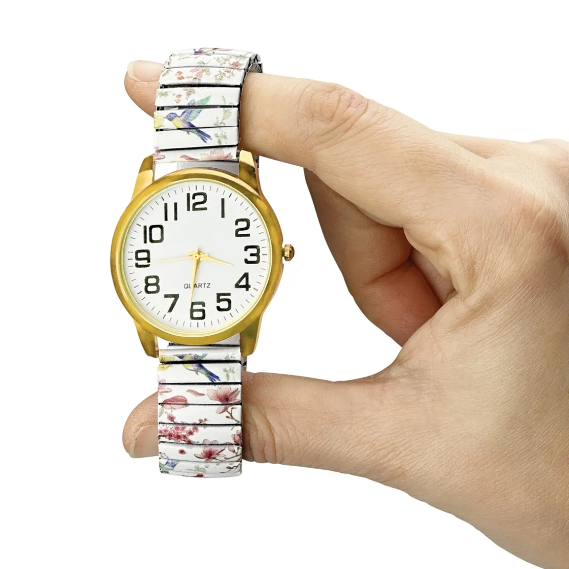 Montre blanche élastiquée imprimée