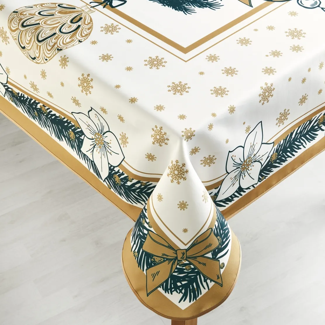 Nappe Noël blanc et or
