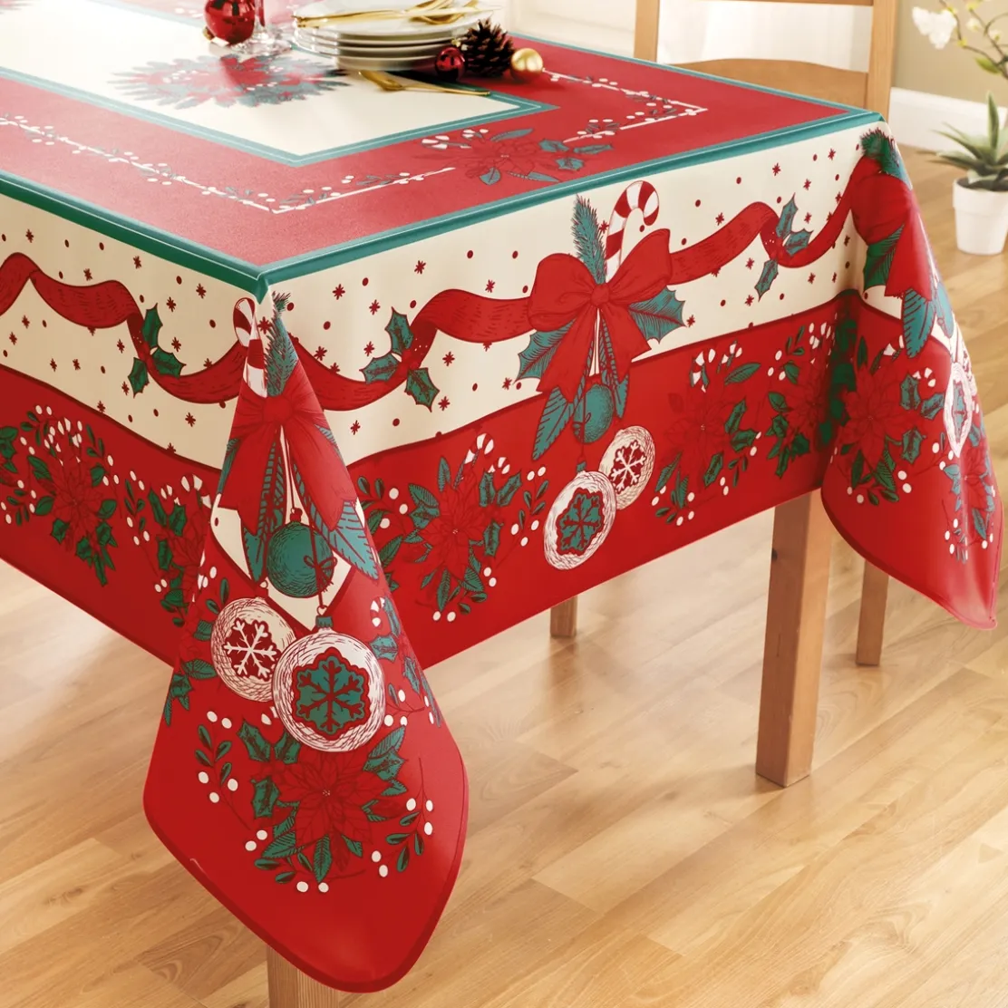 Nappe poinsettia ronde ou rectangulaire