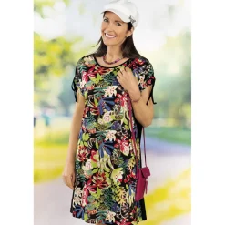 Robe imprimée, dos uni