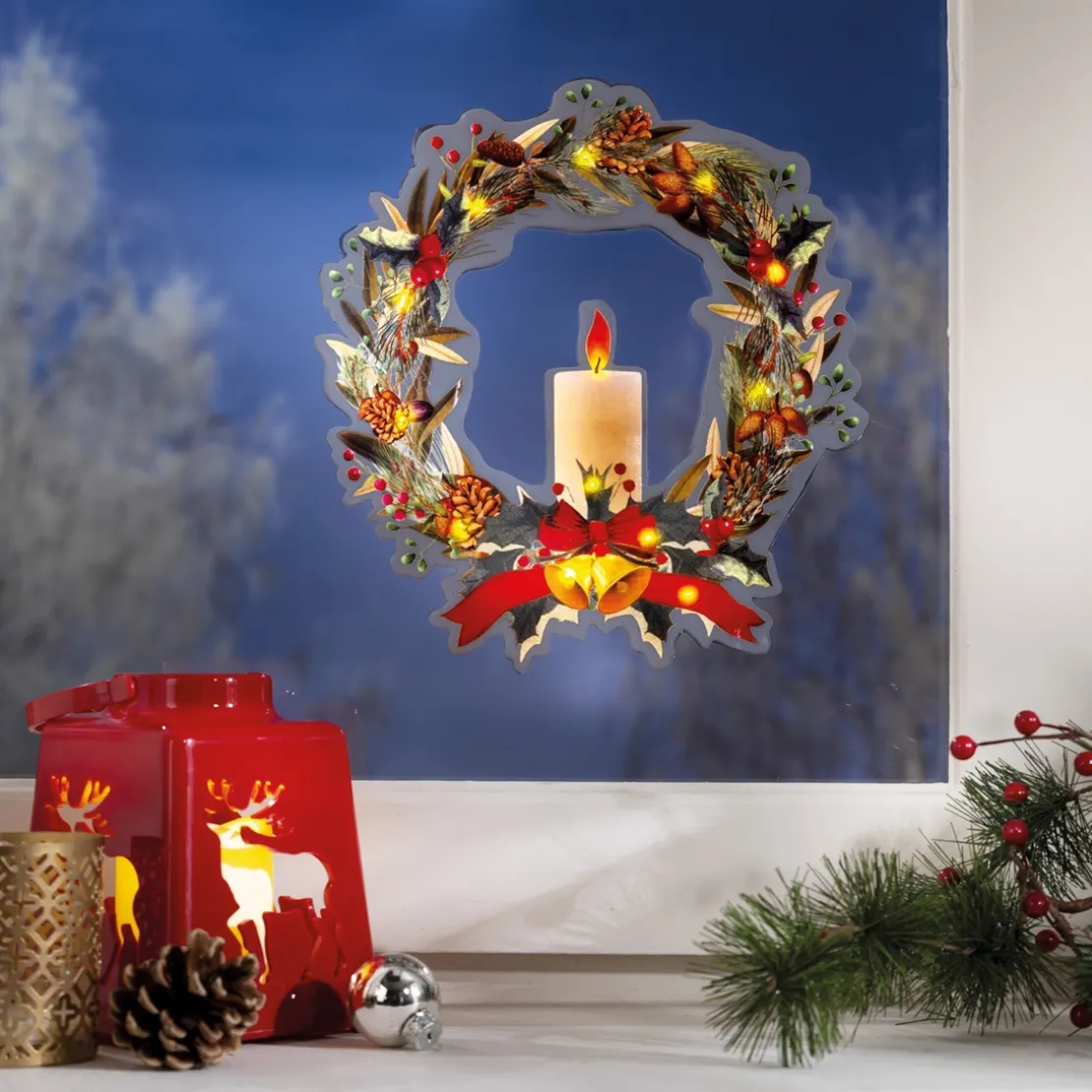 Sticker couronne de Noël lumineuse