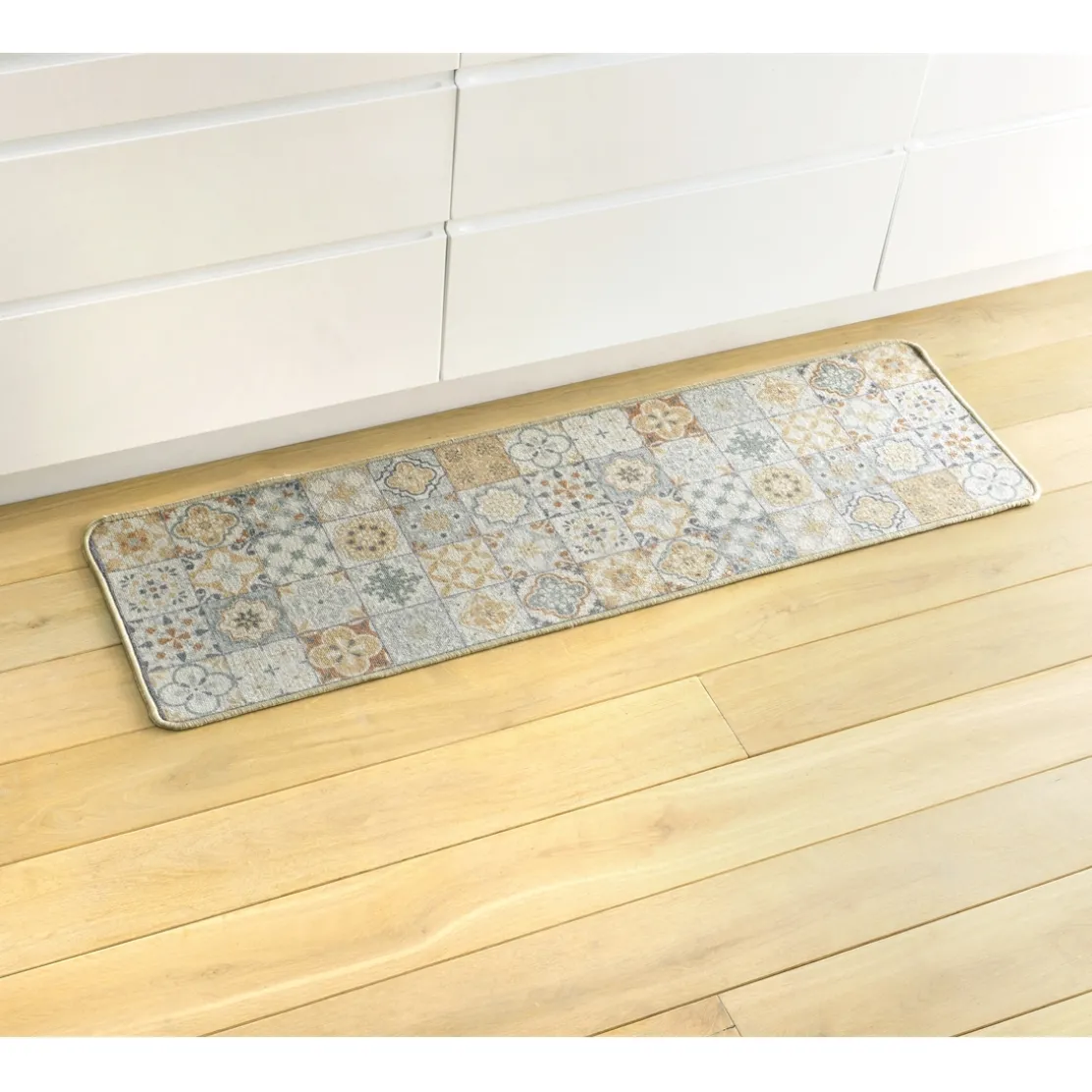 Tapis carreaux ciment bleu ou beige